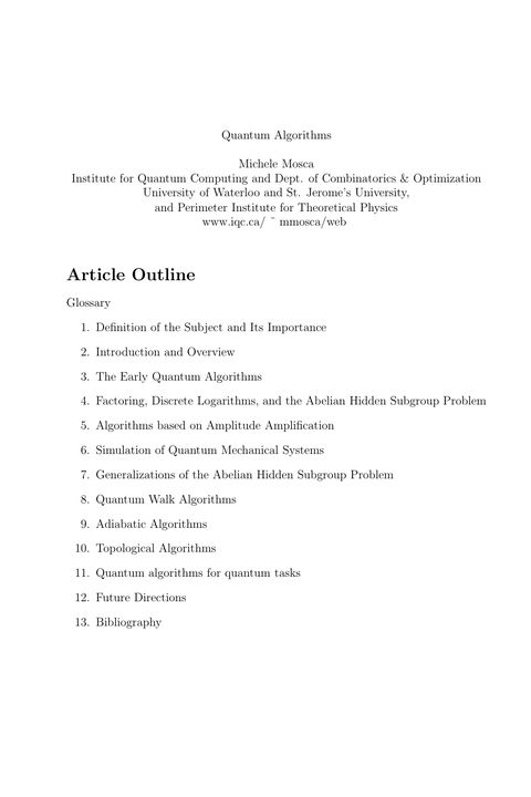 Quantum Algorithms