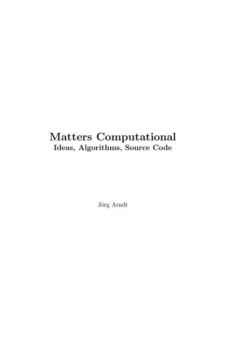 Matters Computational: Ideas, Algorithms, Source Code