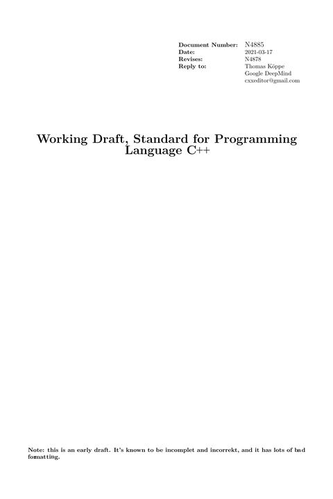 Working Draft, Standard for Programming Language C++, 2021 Revision