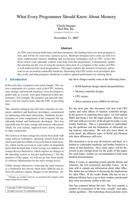 What Every Programmer Should Know About Memory