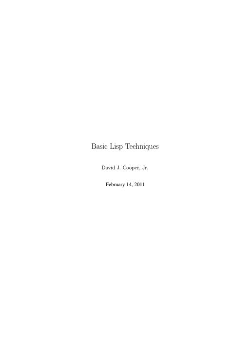 Basic Lisp Techniques