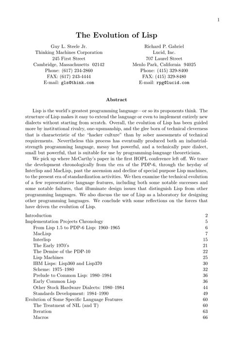 The Evolution of Lisp