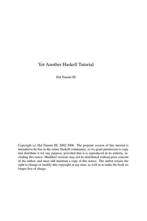 Yet Another Haskell Tutorial