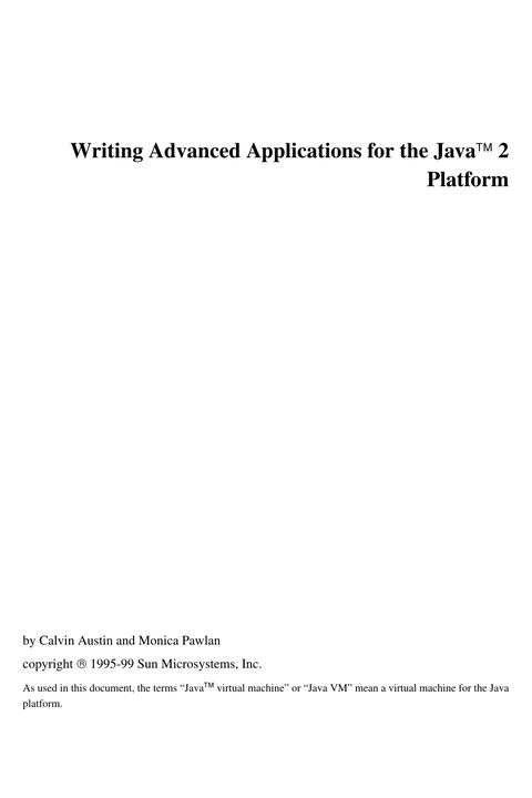 Writing Advanced Applications for the Java 2 Platform