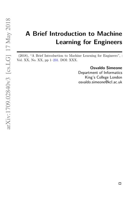 A Brief Introduction to Machine Learning for Engineers