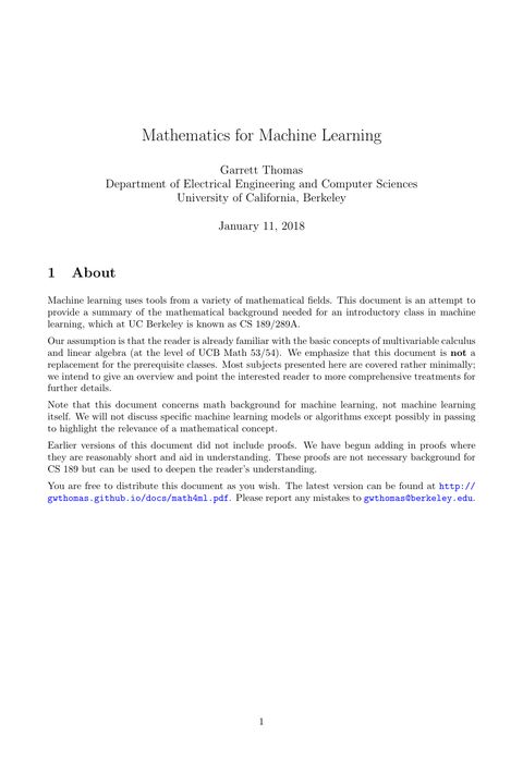 Mathematics for Machine Learning