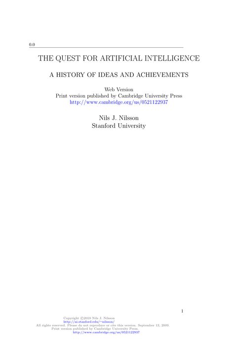 The Quest for Artificial Intelligence: A History of Ideas and Achievements