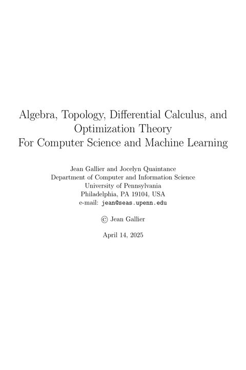 Basics of Algebra, Topology, and Differential Calculus