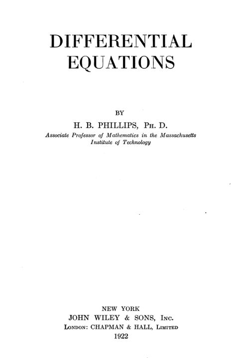 Differential Equations (1922)