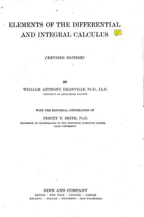 Elements of Differential and Integral Calculus (1911)