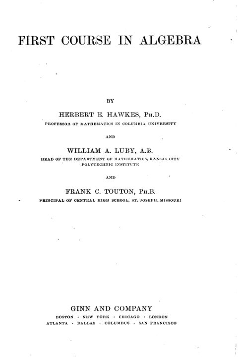 First Course in Algebra (1910)