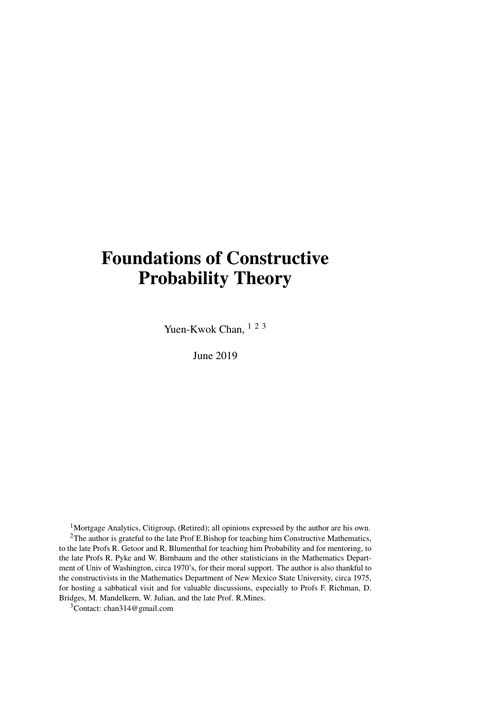 Foundations of Constructive Probability Theory