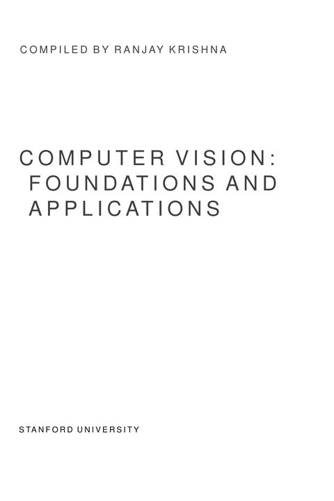 Computer Vision: Foundations and Applications