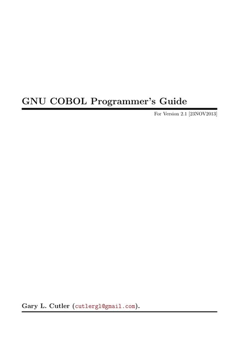 GNU COBOL Programmers Guide