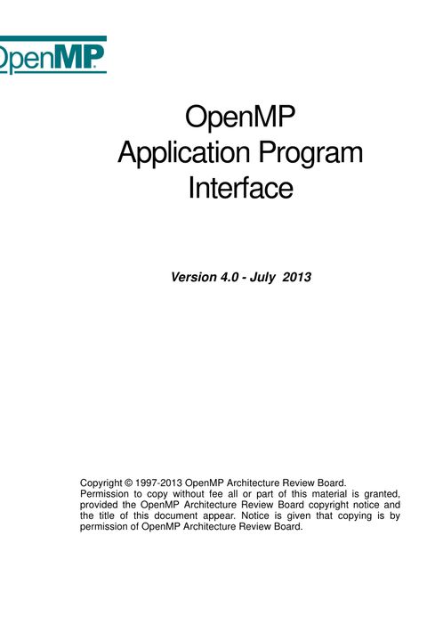 OpenMP Application Programming Interface Standard Version 4.0