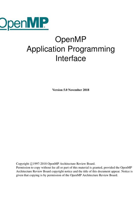 OpenMP Application Programming Interface Standard Version 5.0
