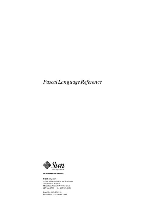 Pascal Language Reference