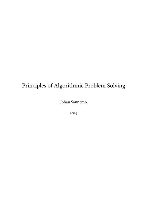 Principles of Algorithmic Problem Solving