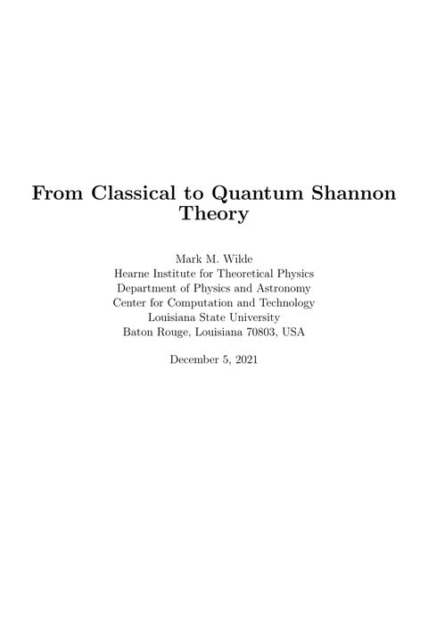 Quantum Information Theory