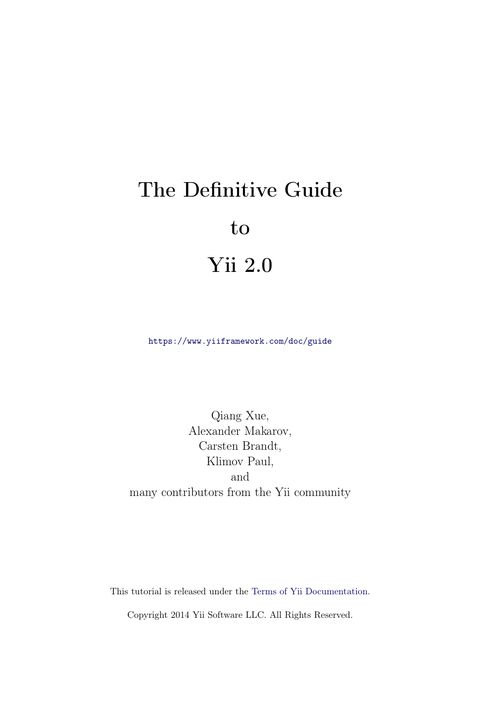 The Definitive Guide to Yii 2.0
