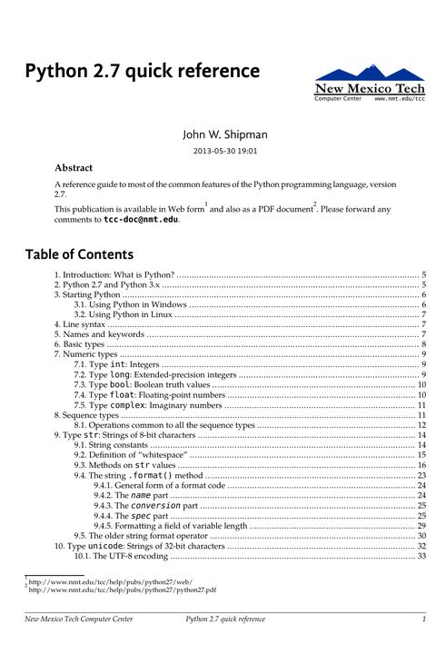 Python 2.7 quick reference