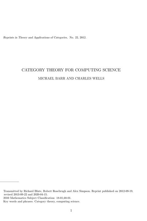 Category Theory for Computing Science
