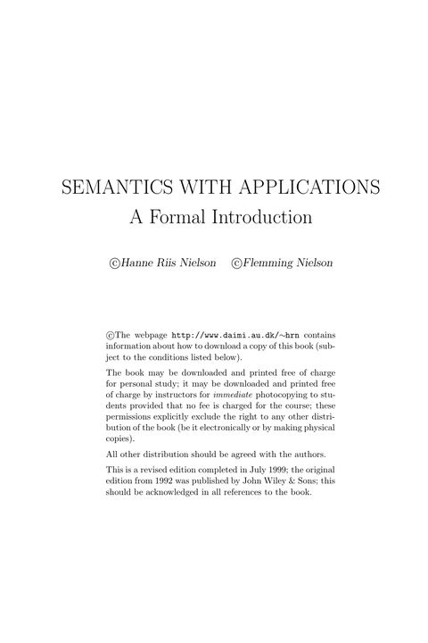 Semantics with Applications: A Formal Introduction