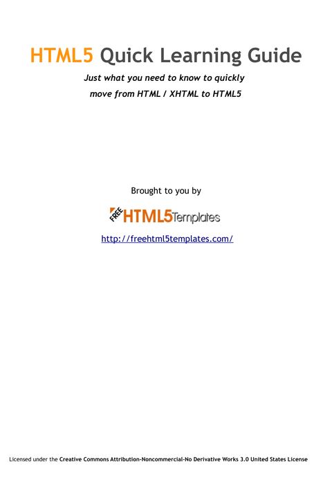 HTML5 Quick Learning Guide